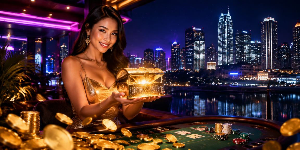 Tampilan baccarat neon berwarna-warni pada platform kasino digital gunung808