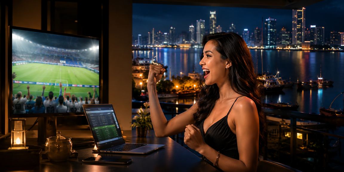 Model menampilkan pengalaman taruhan online modern di platform digital Vietnam yang dinamis